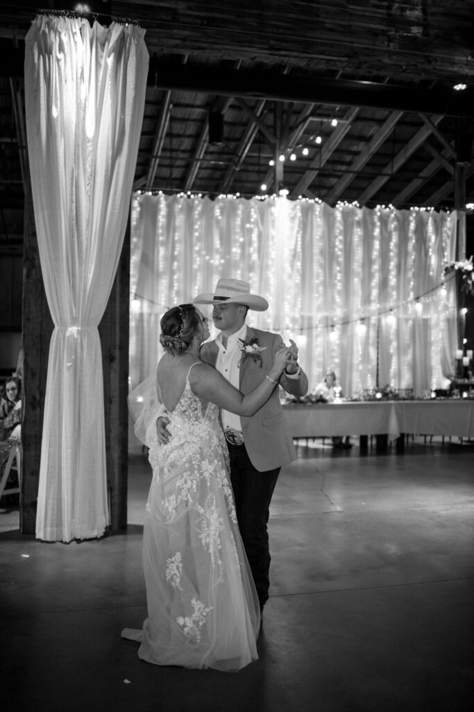 bride and grooms first dance at wedding