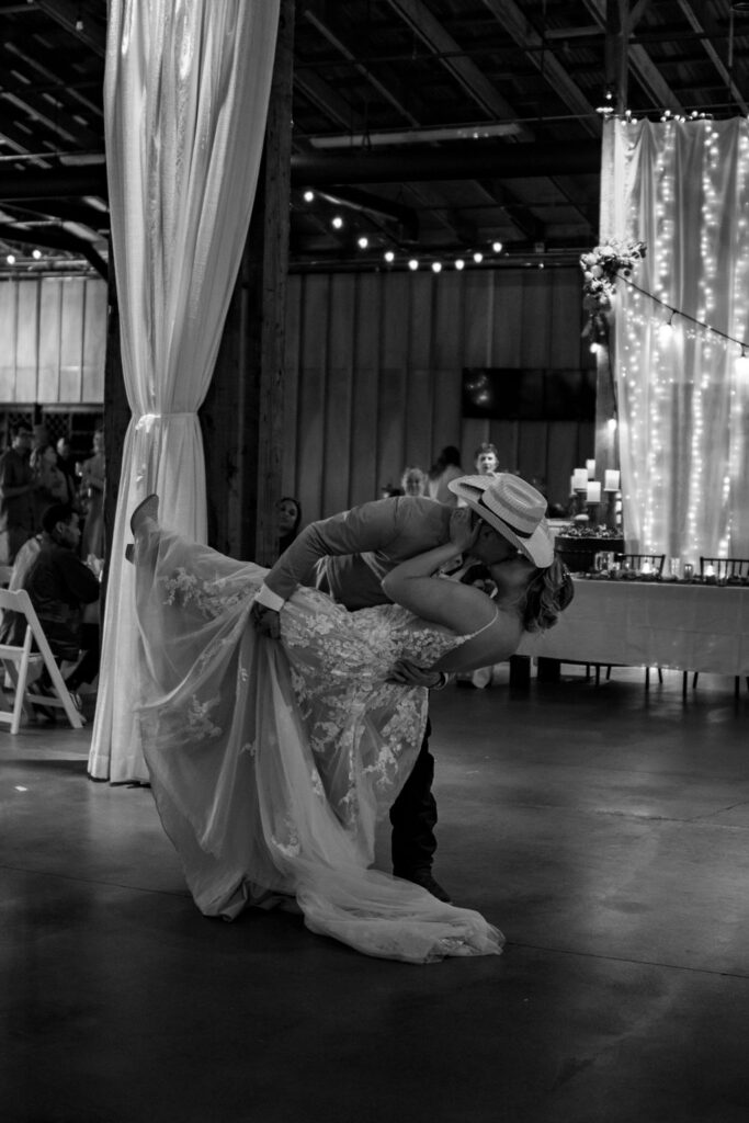bride and grooms first dance at wedding