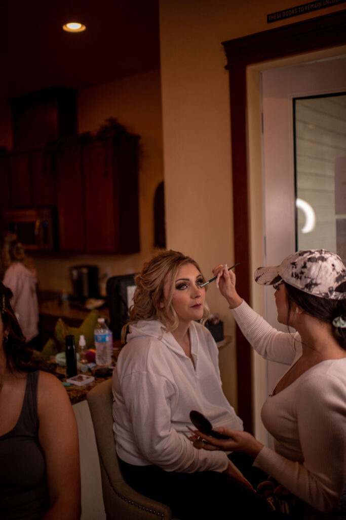 Bride getting ready for her wedding