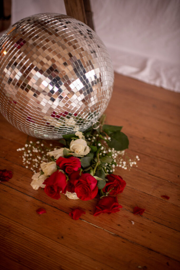 Disco ball and roses