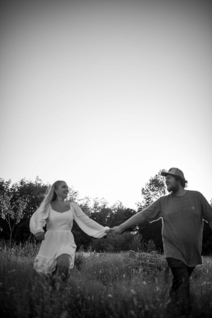 Black and white photos of engagement session