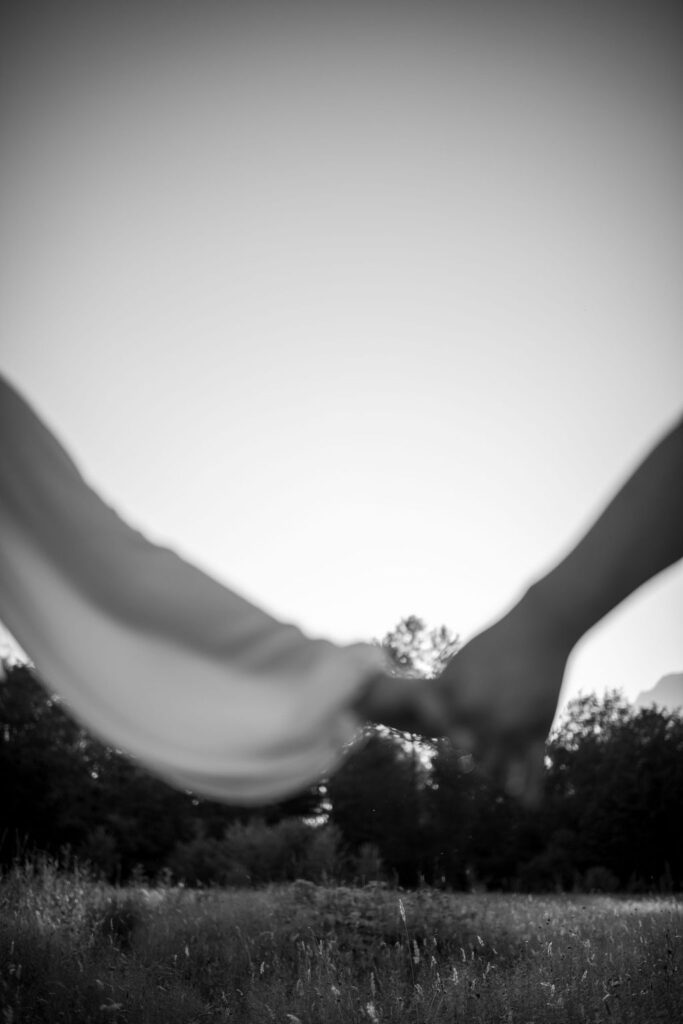Black and white photos of engagement session