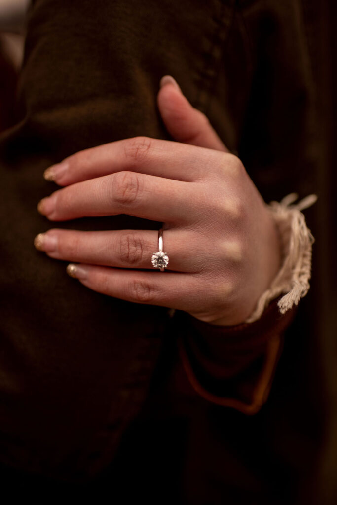 Engagement ring on hand 