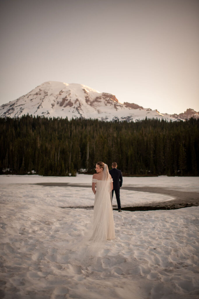 Bride and groom portraits in the mountains
