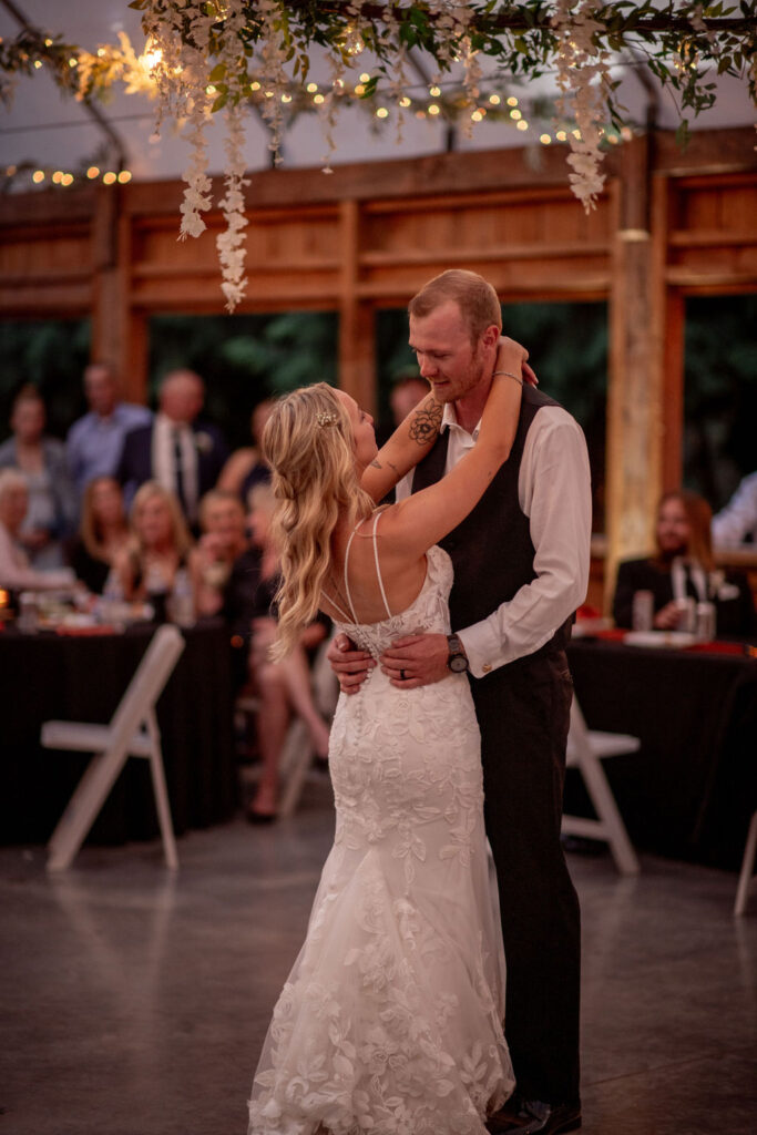 stunning bride and groom dancing at their reception