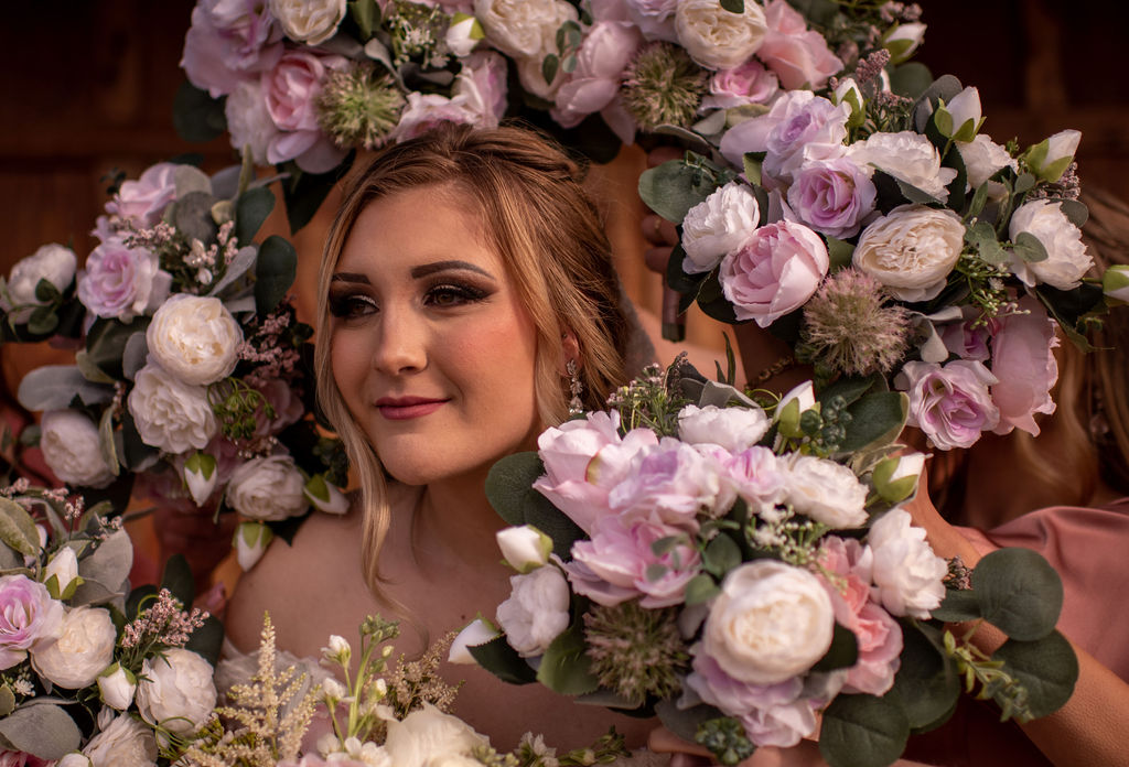 portrait of the bride with flowers